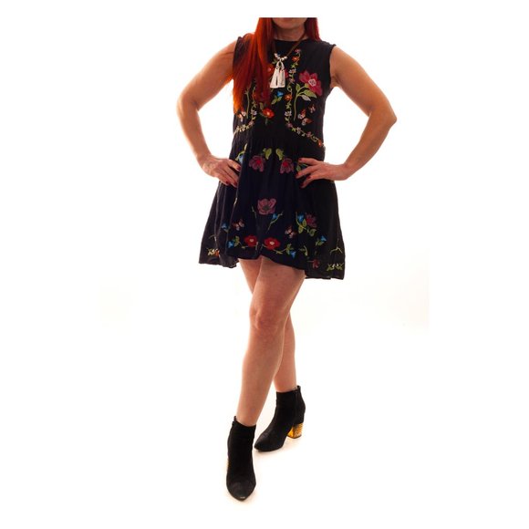 SOLD!  ZARA Woman Embroidered Mini Slip Dress - Picture 2 of 6